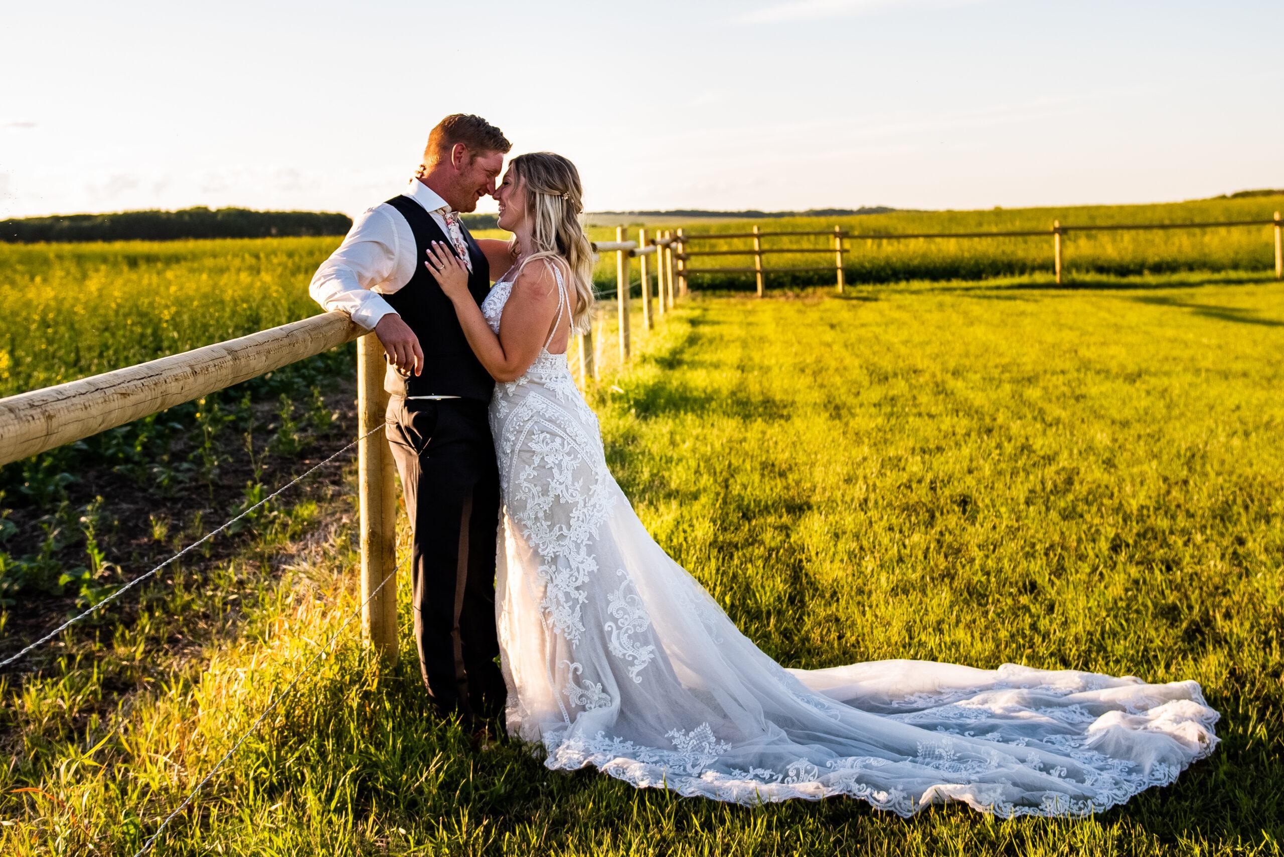Bride and groom enjoy the countryside.   The property is picture perfect. 