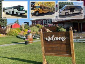 Local-Services-Transporation- | The Heritage Centre by Mountain View Events Ltd. A photo collage showcasing various transportation options for a country wedding venue, including shuttle buses, offering elegant and convenient ways to travel on the big day.