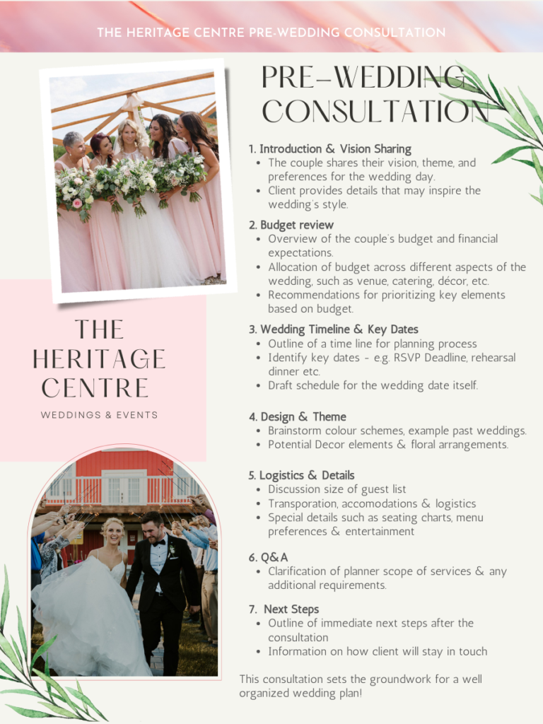 A description of pre wedding package details 