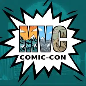 MVC Comic Con logo for Mountain View County Comic Con pop culture event featuring comics, cosplay, gaming and fandom in Alberta