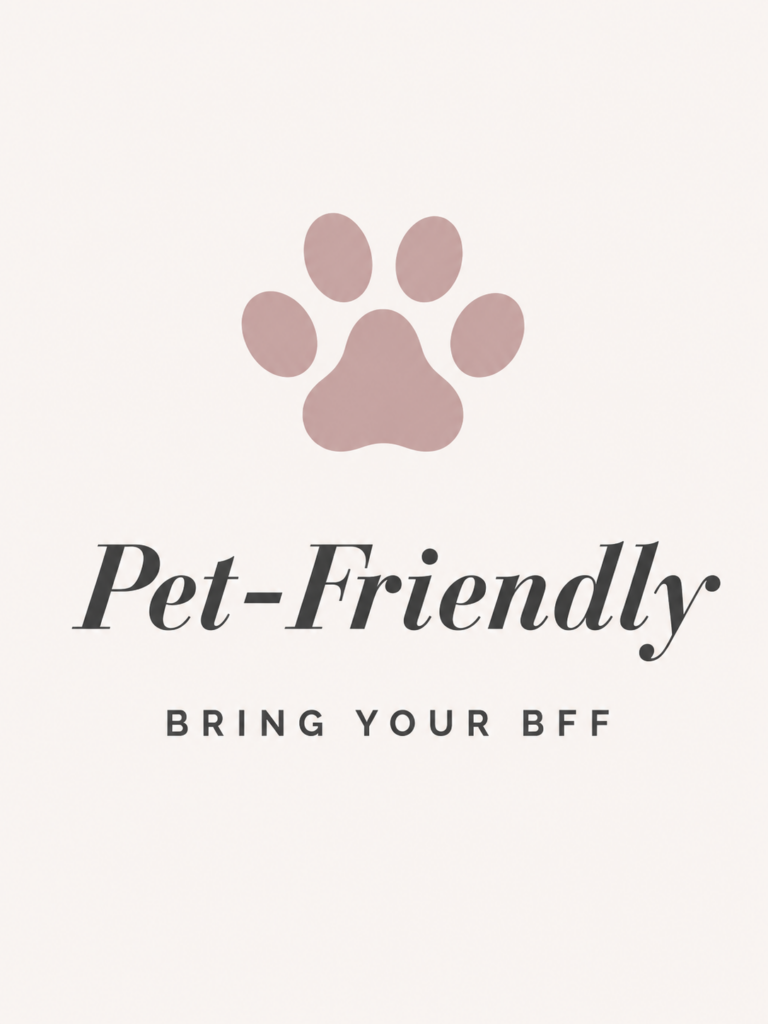 Blush paw-print icon with text explaining that The Heritage Centre is a pet-friendly wedding venue.